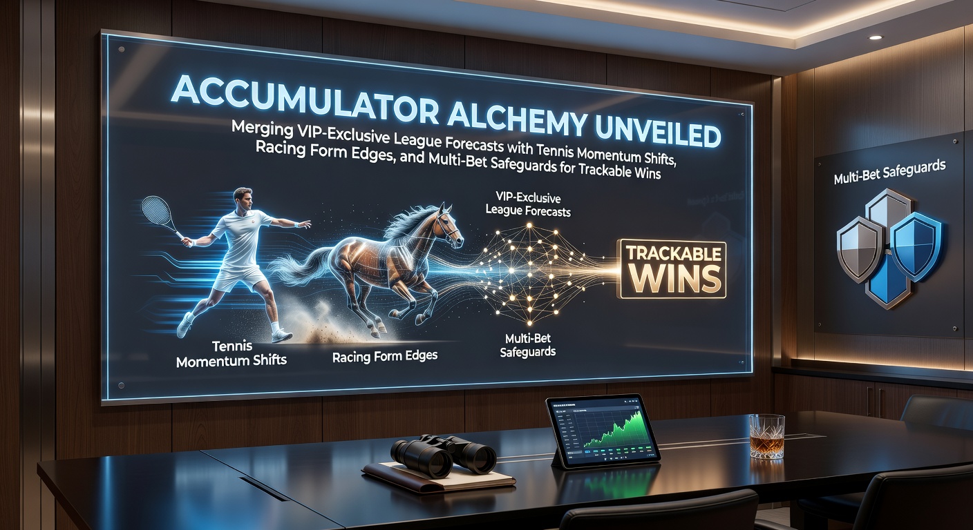 Visual representation of accumulator strategies blending football league forecasts, tennis momentum charts, and horse racing form analysis for betting success