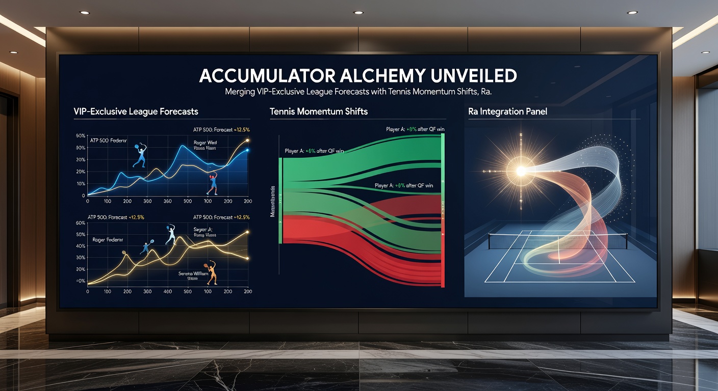 Chart illustrating merged accumulator performance metrics from tennis shifts, racing forms, and league forecasts in a trackable betting dashboard