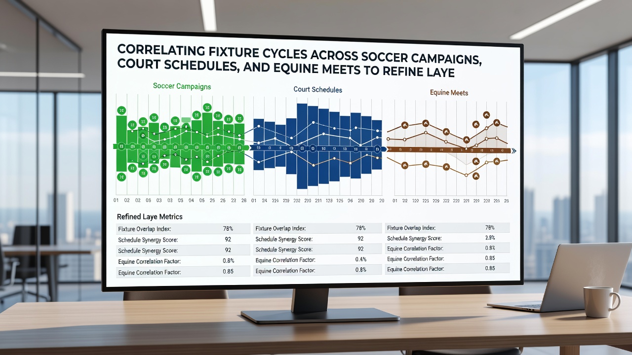 Integrated data visualization showing overlaps between league fixtures, court schedules, and equine events