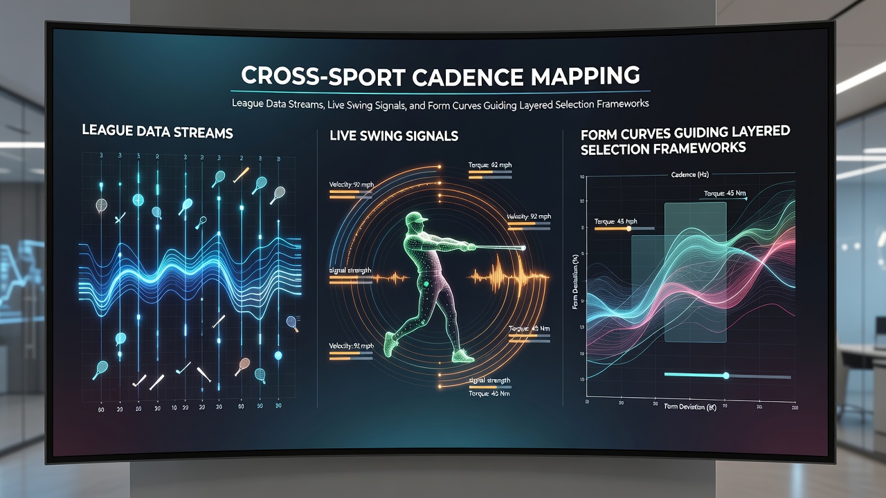 Cross-sport data visualization showing league streams, tennis swings, and racing form curves overlaid on selection layers