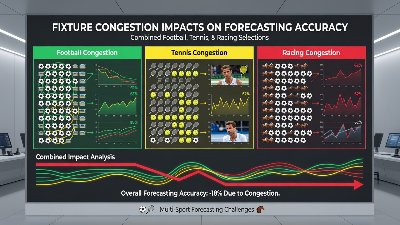 Data chart illustrating accuracy decline in combined football, tennis, and racing predictions during congested June schedules