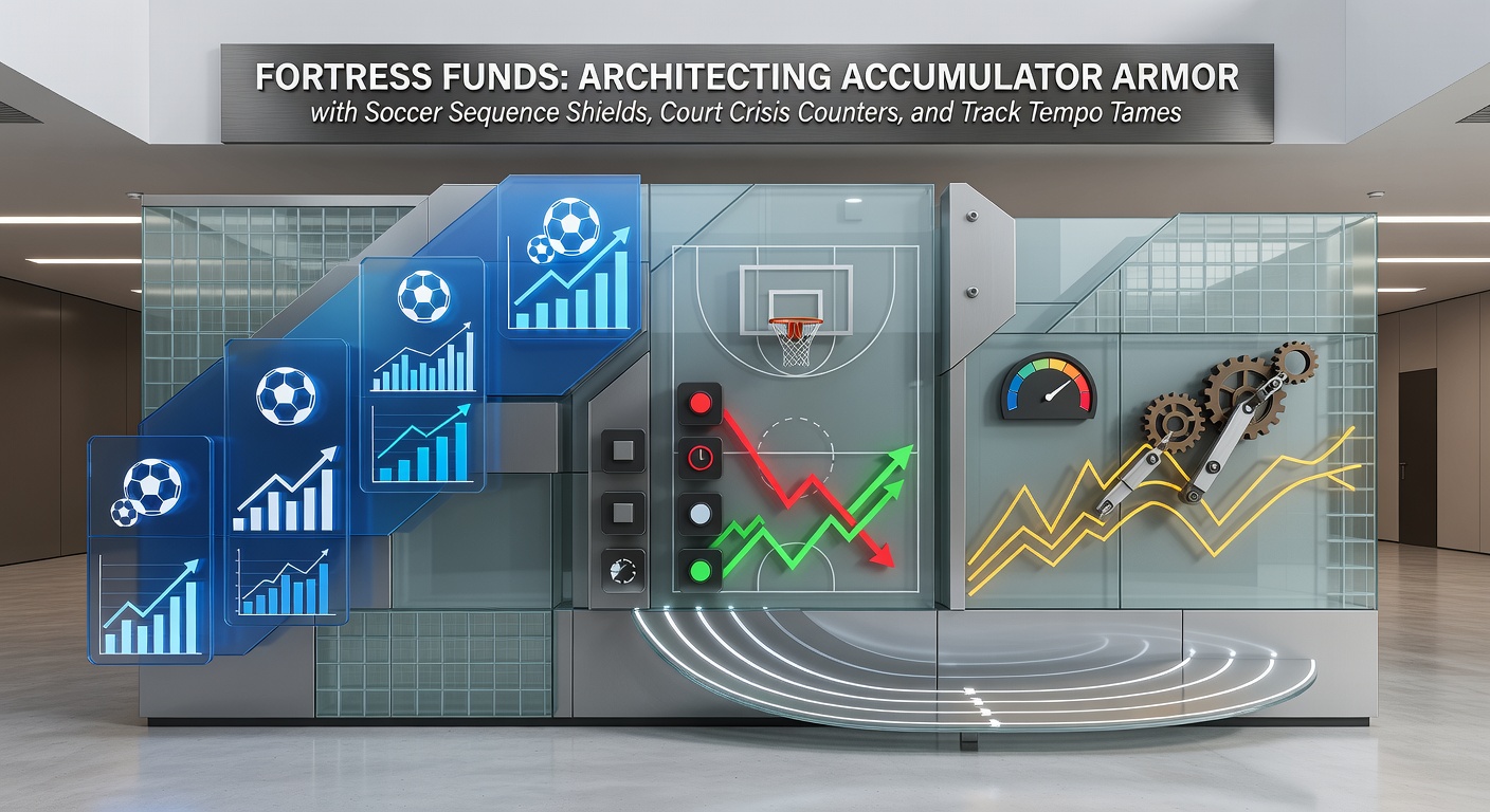 Graphic illustrating layered shields protecting a stack of accumulator bets in soccer, tennis, and horse racing formats
