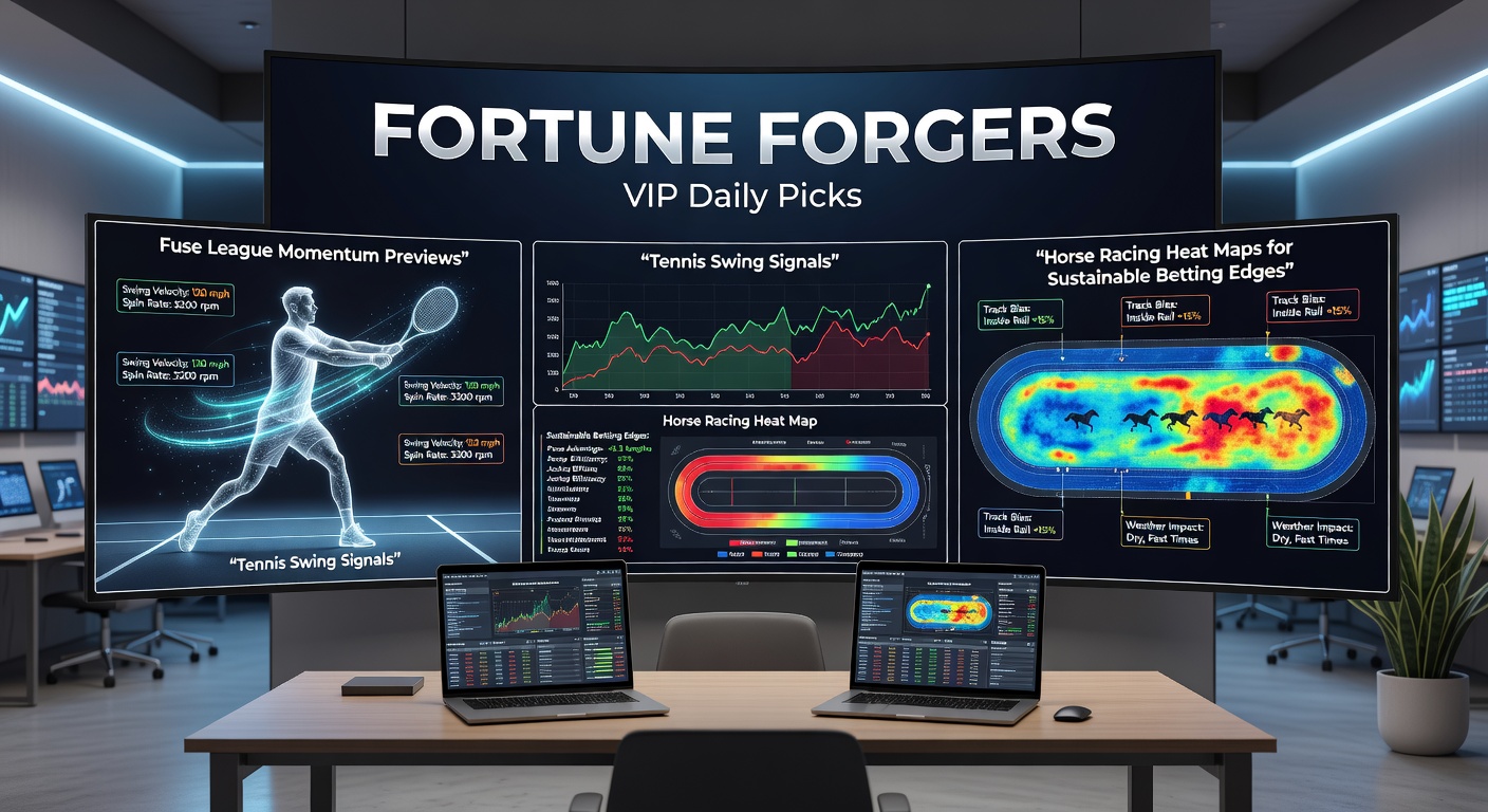 Dynamic visualization of fused betting signals from VIP picks, league charts, tennis swings, and horse racing heat maps blending into a strategic edge pathway