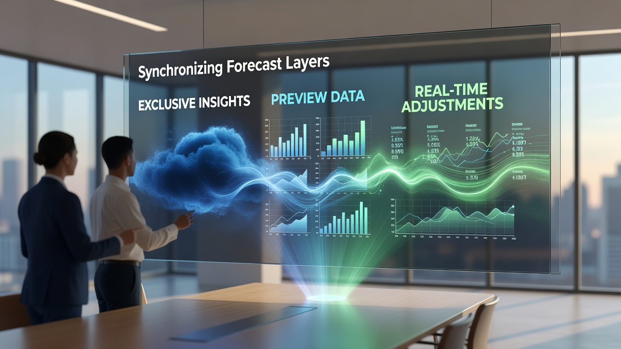 Diagram illustrating real-time data adjustment flows between forecast layers and resource allocation models
