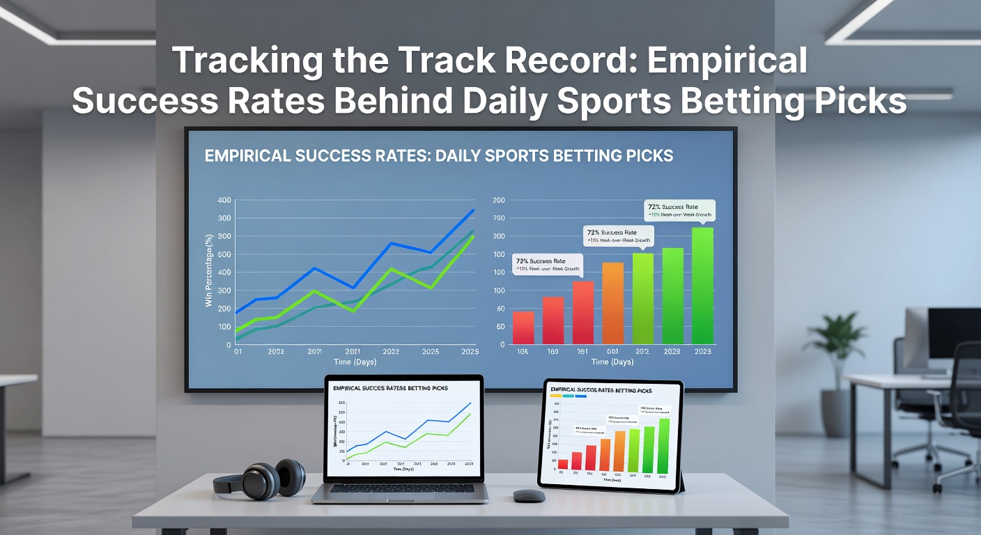 Graph showing fluctuating success rates of daily sports betting picks over time, with peaks in football and tennis seasons